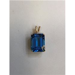 Blue Topaz and Diamond Pendant