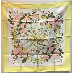 Hermes Vintage Romantique Silk Scarf in Yellow c1970s
