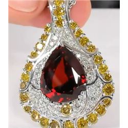 19.12ct Natural Malaya Garnet 14K White Gold Pendant