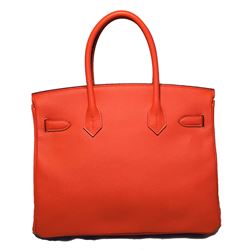 NEW Hermes Orange Veau Grain Lisse 30cm GHW Birkin Bag 2017