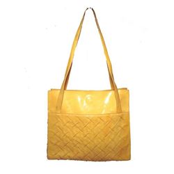 Bottega Veneta Vintage Yellow Patent Leather Shoulder Bag Tote