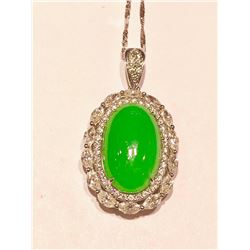 44.81ct  100% Natural imperial jadeite jade Type A very rare 18K White Gold with 3ct diamond