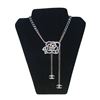 Image 7 : Chanel Silver Chain Rhinestone Camellia Flower Belt Necklace