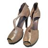 Image 1 : Hermes Shimmery Golden Leather Strappy High Heels size 38