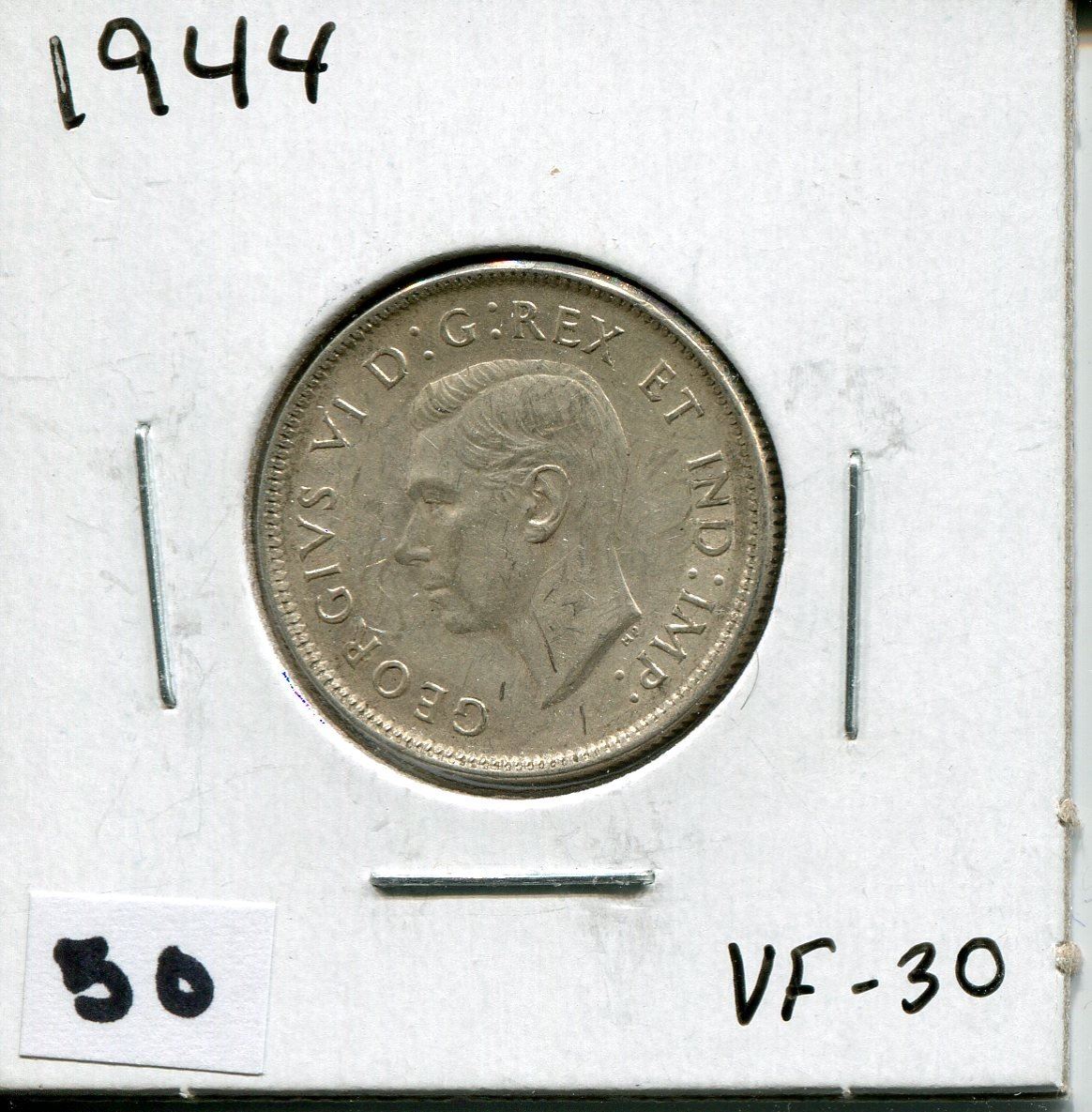 1944 CANADIAN 25 CENT COIN