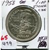 Image 1 : 1958 CNDN SILVER DOLLAR (BRITISH COLUMBIA)