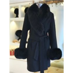 Cashmere coat with Fox trim collar and cuffs