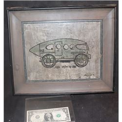 ZZ- CLEARANCE VINTAGE ALFA CAR ORIGINAL HAND DRAWN AND SIGNED ARTWORK