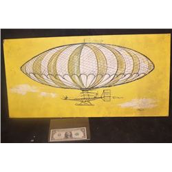 ZZ-CLEARANCE ZEPPELIN EARLY TYPE VINTAGE ORIGINAL HAND SIGNED ARTWORK