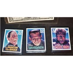 ZZ-CLEARANCE FRANKENSTEIN WOLFMAN PHANTOM OF THE OPERA VINTAGE HORROR STAMP FRIDGE MAGNETS