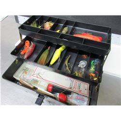 Old Pal Tackle Box with Assorted  Hooks and misc.