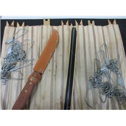 J M Super Fish Knife / 2 fish chains and 8 Ice fishing jigging sticks