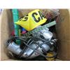Image 1 : Box with Assorted items / drill /calking gun / ribbon tape and more