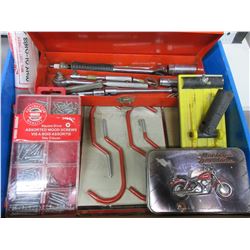 Flat with Sockets/rachet/extensions/New Harley Davidson cards / screw assort