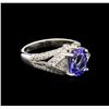 Image 1 : 2.49 ctw Tanzanite and Diamond Ring - 18KT White Gold