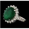 Image 1 : 6.78 ctw Emerald and Diamond Ring - 14KT White Gold