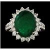 Image 2 : 6.78 ctw Emerald and Diamond Ring - 14KT White Gold