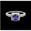 Image 2 : 18KT White Gold 1.34 ctw Tanzanite and Diamond Ring