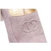 Image 8 : Chanel Lavender Suede CC Open Toe Block Heel Pumps 35