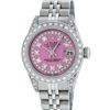 Image 2 : Rolex Ladies Stainless Steel 26MM Pink String Diamond Lugs Datejust Wristwatch