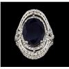 Image 2 : 9.07 ctw Sapphire and Diamond Ring - 14KT White Gold