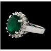 Image 1 : 3.27 ctw Emerald and Diamond Ring - 14KT White Gold