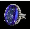 Image 1 : 21.80 ctw Tanzanite and Diamond Ring - 14KT White Gold