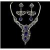 Image 2 : GIA Cert 19.61 ctw Tanzanite and Diamond Suite - 14KT White Gold