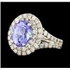 Image 1 : 4.44 ctw Tanzanite and Diamond Ring - 14KT White Gold