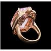 Image 3 : 31.26 ctw Kunzite and Diamond Ring - 14KT Rose Gold