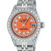 Image 1 : Rolex Ladies Stainless Steel 26MM Orange String Diamond Lugs Datejust Wristwatch