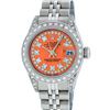 Image 2 : Rolex Ladies Stainless Steel 26MM Orange String Diamond Lugs Datejust Wristwatch