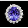 Image 2 : GIA Cert 12.99 ctw Tanzanite and Diamond Ring - 14KT White Gold