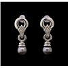 Image 1 : Pearl and Diamond Earrings - 14KT White Gold