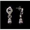 Image 2 : Pearl and Diamond Earrings - 14KT White Gold