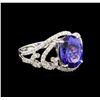 Image 1 : 14KT White Gold 4.55 ctw Tanzanite and Diamond Ring