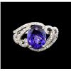 Image 2 : 14KT White Gold 4.55 ctw Tanzanite and Diamond Ring