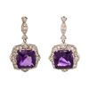 Image 1 : 14KT White Gold 22.5 ctw Amethyst and Diamond Earrings