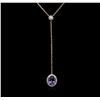 Image 2 : 1.28 ctw Tanzanite and Diamond Necklace - 14KT Rose Gold