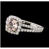 Image 1 : 0.80 ctw Morganite and Diamond Ring - 18KT White Gold