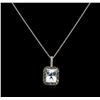 Image 2 : 2.23 ctw Aquamarine and Diamond Pendant With Chain - 14KT White Gold