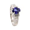Image 4 : 1.55 ctw Sapphire and Diamond Ring - 18KT White Gold