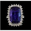 Image 2 : 20.39 ctw Tanzanite and Diamond Ring - 14KT White Gold