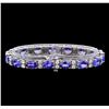 Image 2 : 14KT White Gold 17.85 ctw Tanzanite and Diamond Bracelet