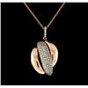 Image 2 : 0.93 ctw Diamond Pendant With Chain - 14KT Rose and White Gold