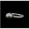 Image 1 : Pearl and Diamond Ring - 14KT White Gold