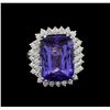 Image 2 : 15.75 ctw Tanzanite and Diamond Ring - 14KT White Gold