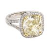 Image 1 : 6.02 ctw Fancy Intense Yellow Diamond and White Diamond Ring - Platinum