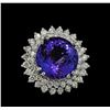 Image 2 : 14.78 ctw Tanzanite and Diamond Ring - 14KT White Gold