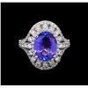 Image 2 : 3.98 ctw Tanzanite and Diamond Ring - 14KT White Gold